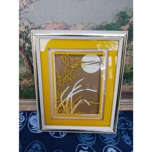 Glasart Vintage California Artist Floral Lily Moon Glass 1960s